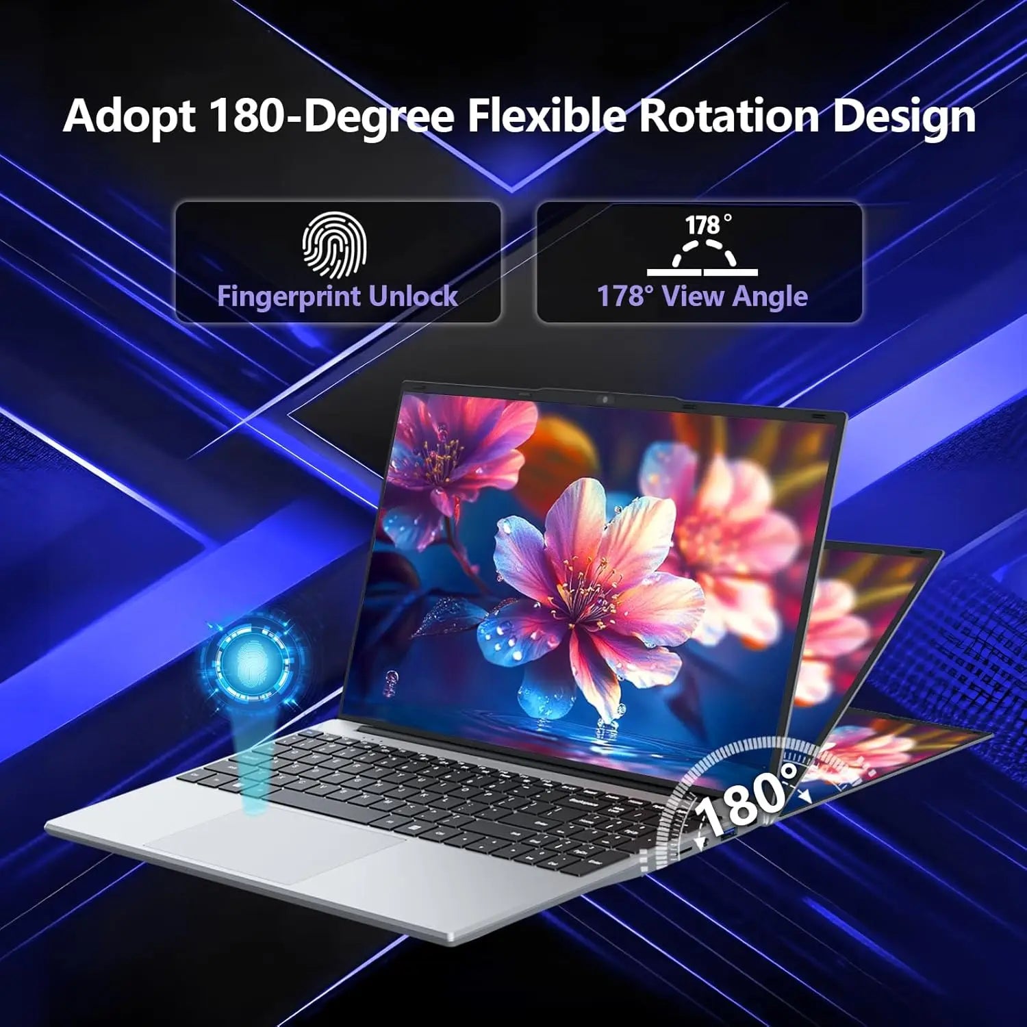 Portátil Xiaman de 15,6 pulgadas con procesador Intel Core i3, desbloqueo por huella dactilar, Windows 11 Pro, 16 GB de RAM, SSD de 512 GB o 1 TB y pantalla Full HD (1080p).