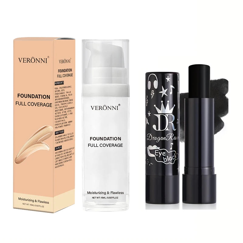 Set de maquillaje de Halloween con base líquida blanca y labial negro; apto para adultos, acabado mate y de larga duración para todo tipo de piel.