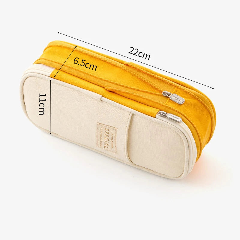 Estuche creativo de gran capacidad y doble capa para niñas; material seguro con certificación CPC; estuche escolar para artículos de papelería.