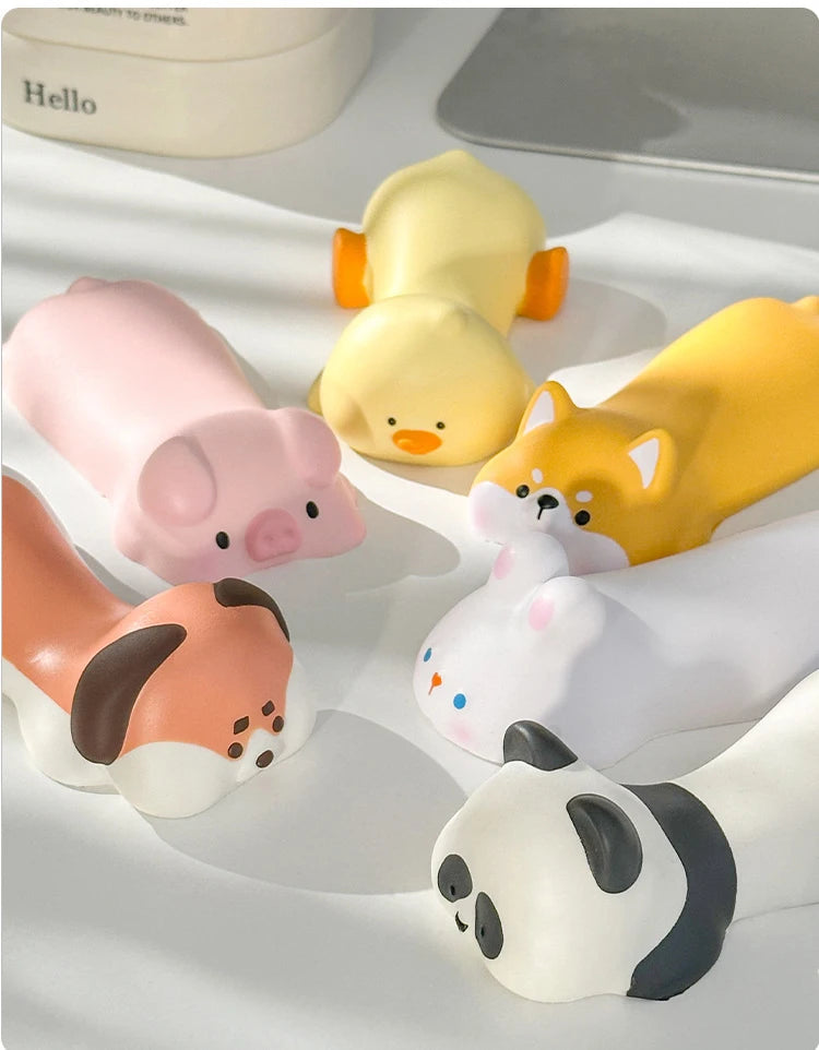 Nuevo y adorable soporte de muñeca con forma de animal para alfombrilla de ratón; reposamuñecas y soporte para el brazo para escritorio y portátil (diseños de gato, perro, pato y panda).
