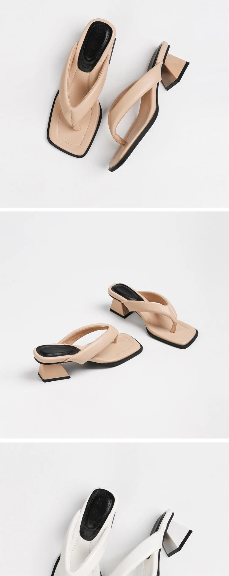 Sandalias de mujer para verano con punta cuadrada, estilo único y práctico para uso casual (estilo "niche" para quienes buscan comodidad), tipo chancla con tacón.