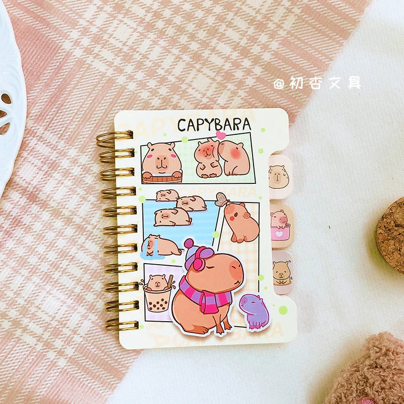 Papelería kawaii, material escolar, accesorios de oficina, bloc de notas, libreta, diario, cuaderno de capibara estilo aesthetic.