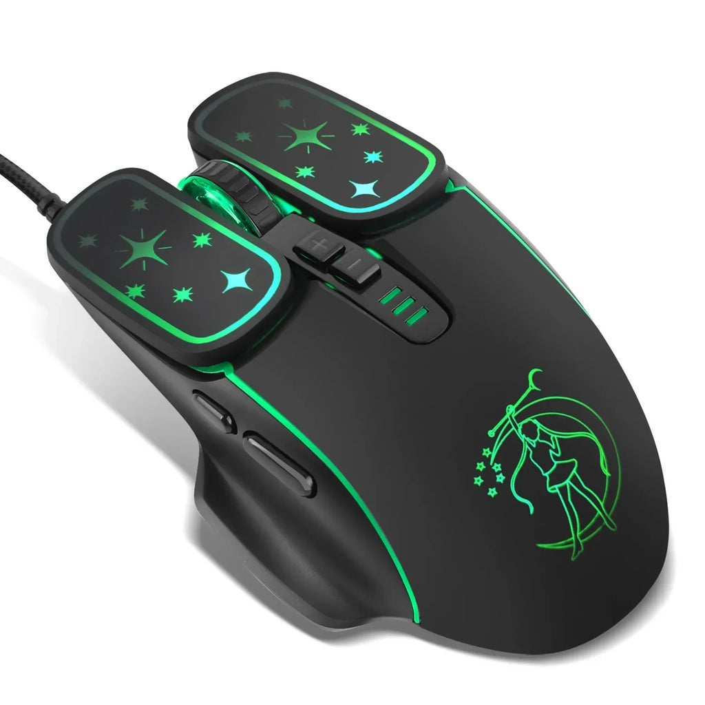 Ratón gaming USB con retroiluminación RGB y diseño ergonómico, ratón con cable 7D para eSports, compatible con portátiles y PC gaming.