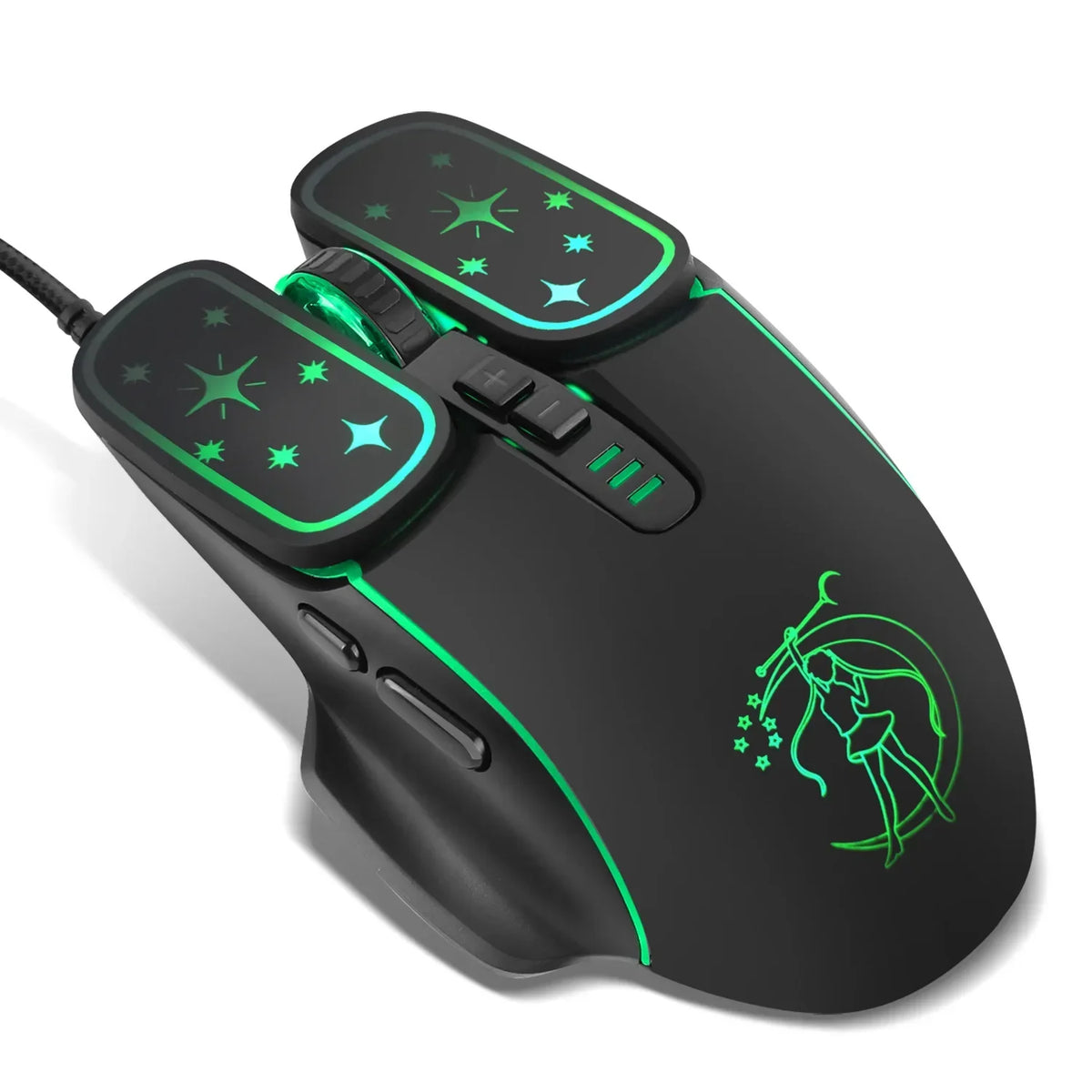 Ratón gaming USB con retroiluminación RGB y diseño ergonómico, ratón con cable 7D para eSports, compatible con portátiles y PC gaming.