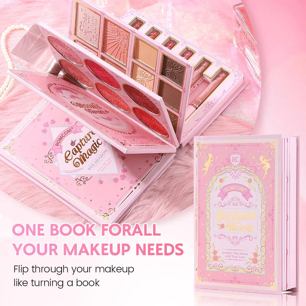 Paleta de maquillaje tipo libro «todo en uno» de 5 niveles: kit completo con 48 sombras de ojos, 6 coloretes, productos para contorno, iluminador y pomada para cejas, además de 6 labiales.