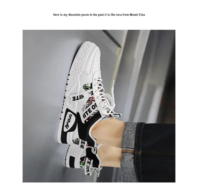 Zapatillas de skate para hombre: estilo casual, deportivo y de moda; ideales para correr, senderismo y uso diario. Diseño de lujo con plataforma, fabricadas en cuero.