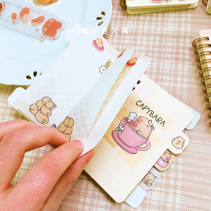 Papelería kawaii, material escolar, accesorios de oficina, bloc de notas, libreta, diario, cuaderno de capibara estilo aesthetic.