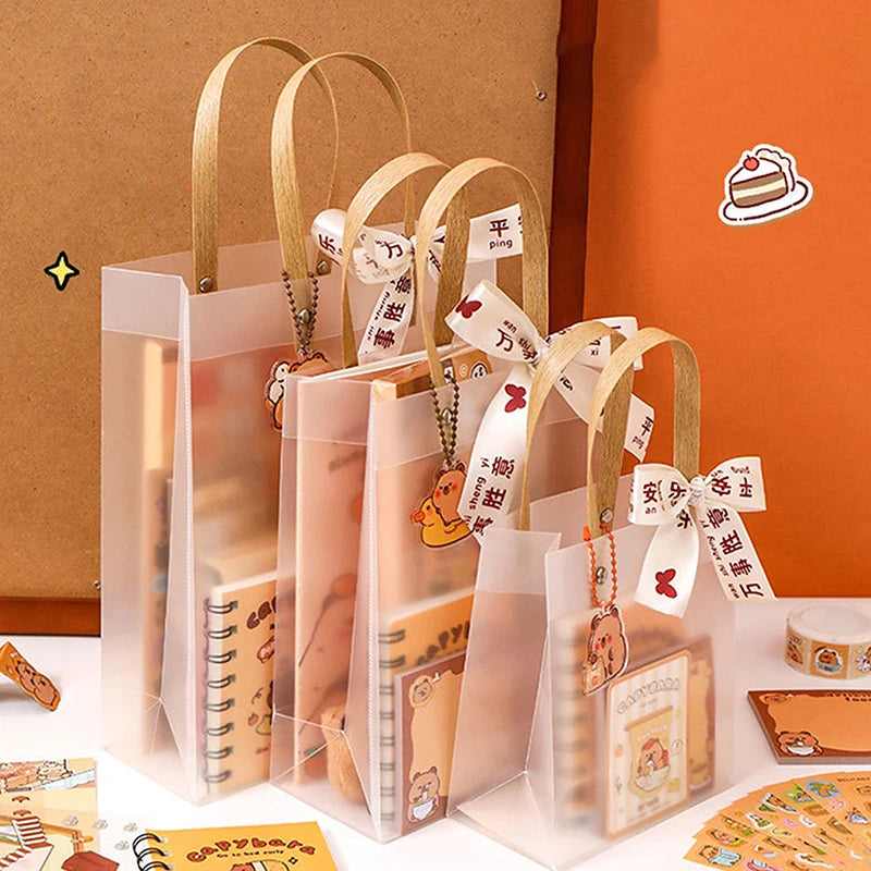Nuevo set de papelería Kawaii de carpincho: incluye un bolso adorable con diseño de dibujos animados y artículos de papelería; ideal para oficina, estudiantes o como regalo de cumpleaños.