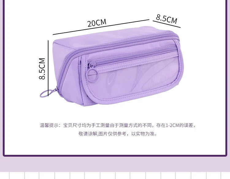Estuche de gran capacidad con cremallera: estuche portátil para material de papelería, ideal para estudiantes y para guardar artículos escolares y de oficina.