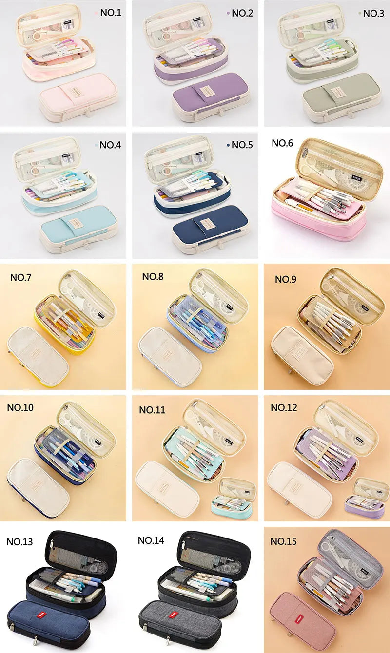 Estuche creativo de gran capacidad y doble capa para niñas; material seguro con certificación CPC; estuche escolar para artículos de papelería.