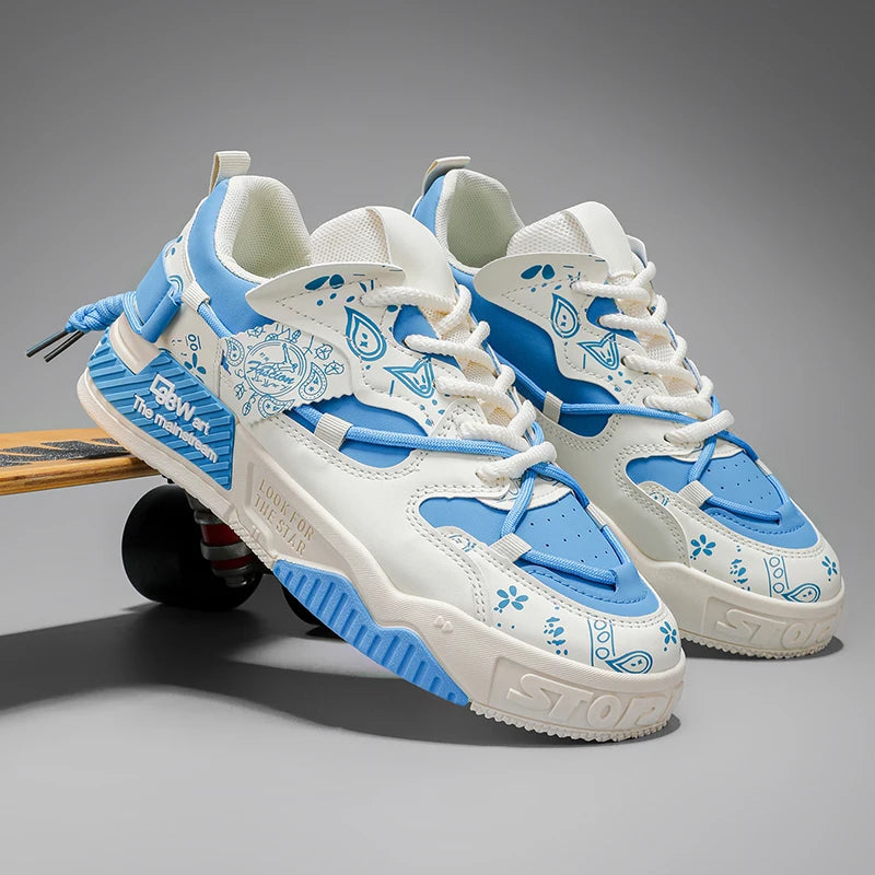 Zapatillas deportivas para hombre: calzado casual con cordones, apto para actividades al aire libre, fitness, skate y baloncesto; cómodas, con suela suave y disponibles en tallas grandes.
