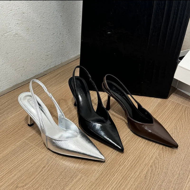 Nuevas sandalias de tacón alto para mujer, estilo *slip-on*, con punta en punta y diseño elegante y sexy; ideales para la oficina y el entorno profesional.