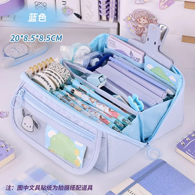 Estuche de gran capacidad con cremallera: estuche portátil para material de papelería, ideal para estudiantes y para guardar artículos escolares y de oficina.