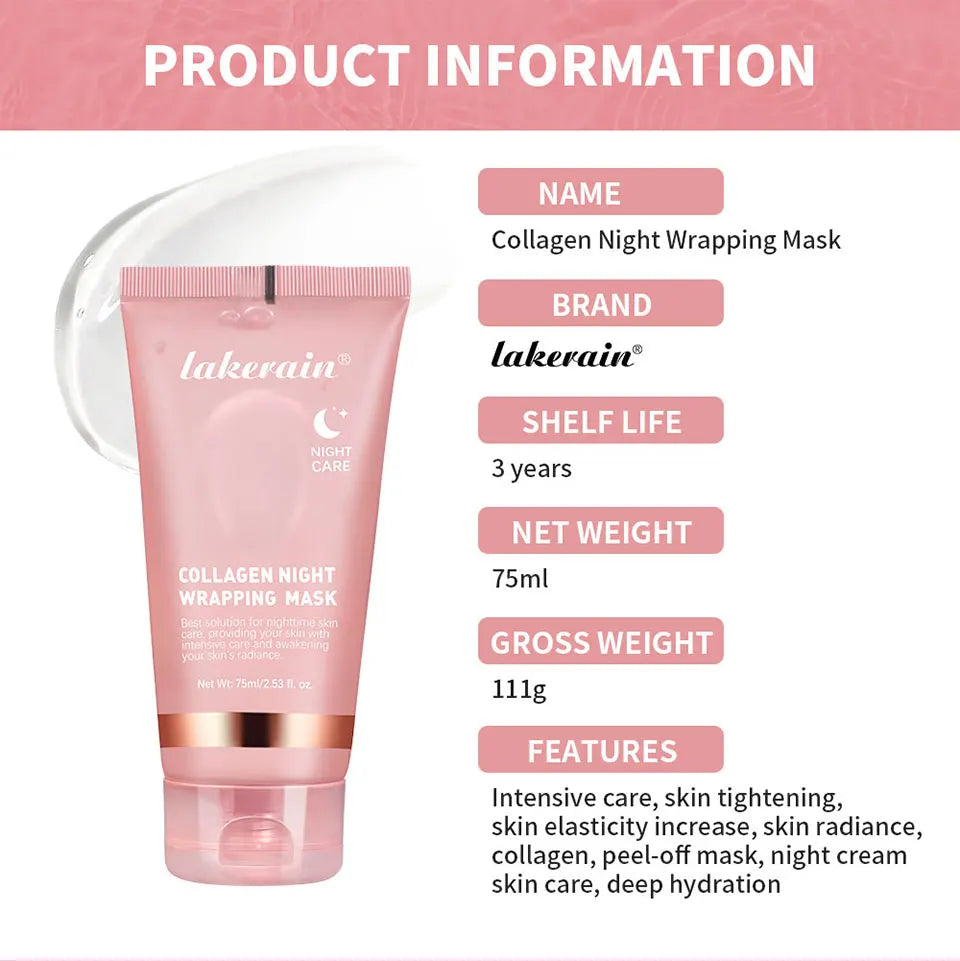 Mascarilla coreana crema de noche.original de colágeno profundo para hidratación y efecto tensor;