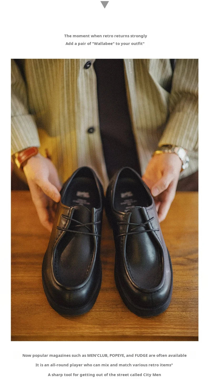 Zapatos Derby negros de estilo vintage para hombre de la marca Maden; modelo de piel con cordones, puntera redonda y diseño británico, ideales para la oficina o entornos profesionales.
