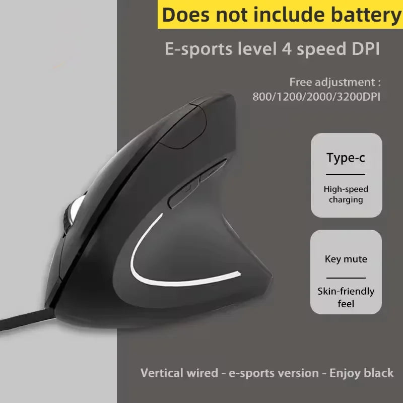 Nuevo ratón vertical inalámbrico recargable (Bluetooth y 2,4 GHz) con diseño ergonómico, agarre lateral personalizado y botones silenciosos; apto para gaming y PC