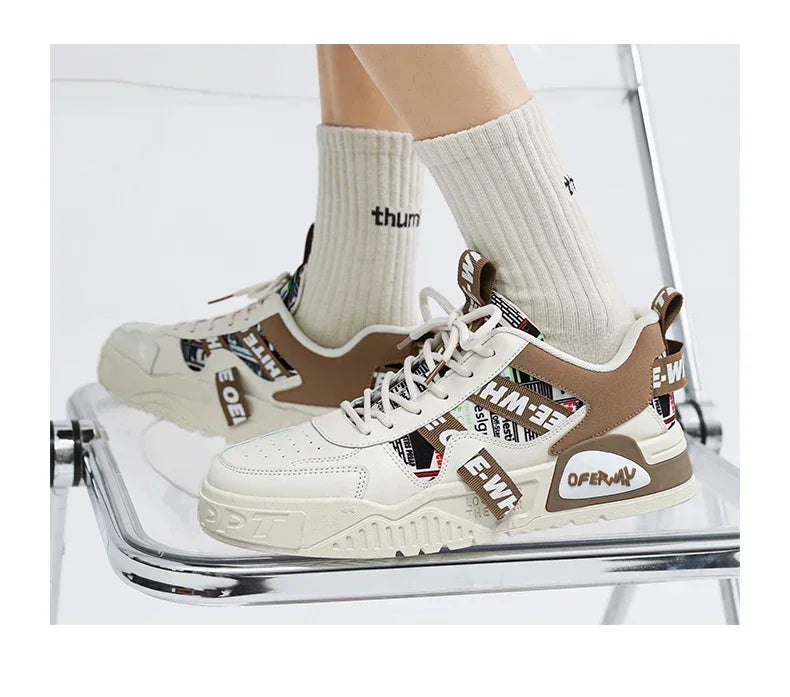 Zapatillas de skate para hombre: estilo casual, deportivo y de moda; ideales para correr, senderismo y uso diario. Diseño de lujo con plataforma, fabricadas en cuero.