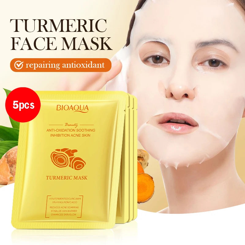 Pack de 5/10 mascarillas faciales BIOAQUA con baba de caracol, ácido hialurónico y retinol; hidratantes y reafirmantes para el cuidado de la piel del rostro.