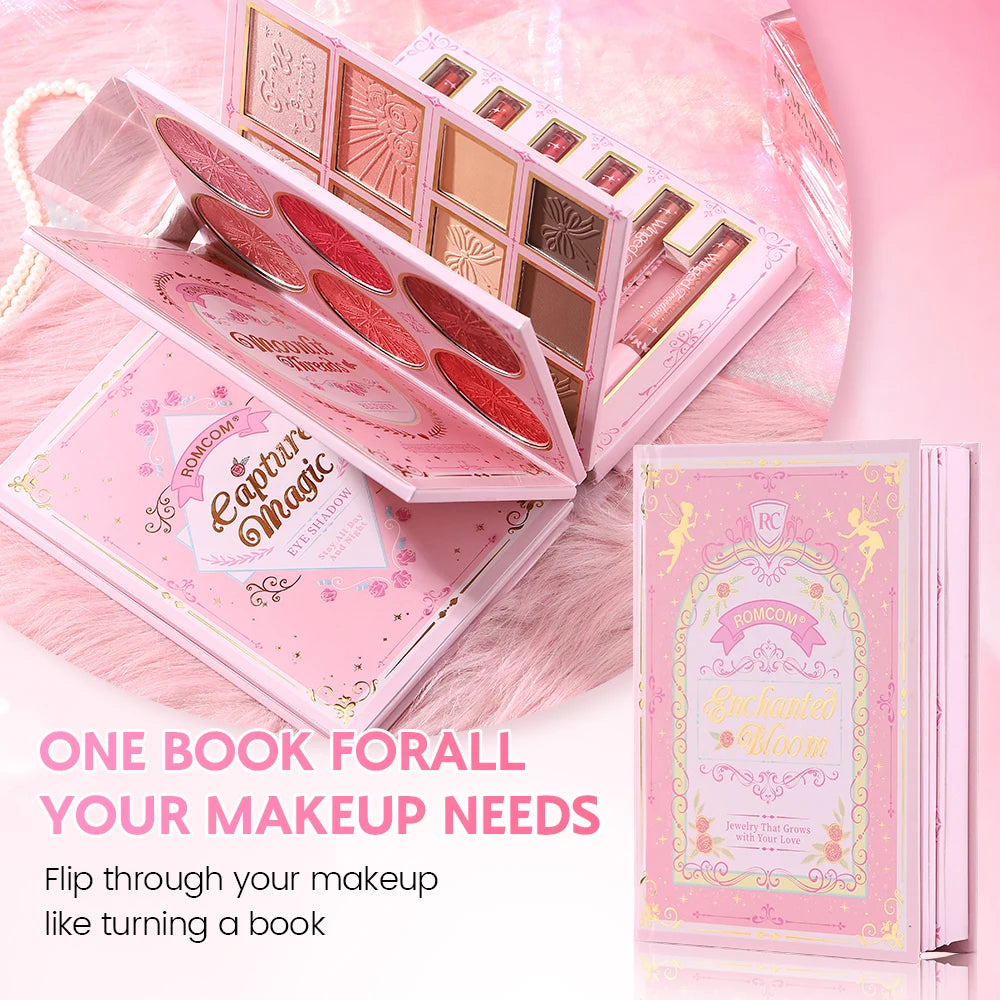 Paleta de maquillaje tipo libro «todo en uno» de 5 niveles: kit completo con 48 sombras de ojos, 6 coloretes, productos para contorno, iluminador y pomada para cejas, además de 6 labiales.