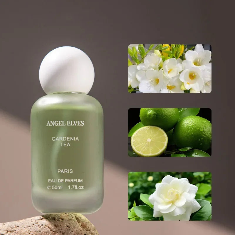 Perfume de lujo para mujer "First Love": fragancia encantadora y duradera con notas de fresa, gardenia y té; un spray corporal floral, fresco y ligero.