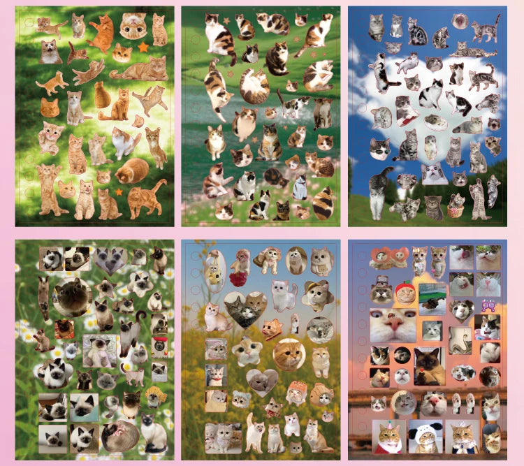 Libro de pegatinas con temática de mascotas adorables (30 hojas/bolsa) con encuadernación de anillas; ideal para scrapbooking, manualidades, collages y decoración de fondos.