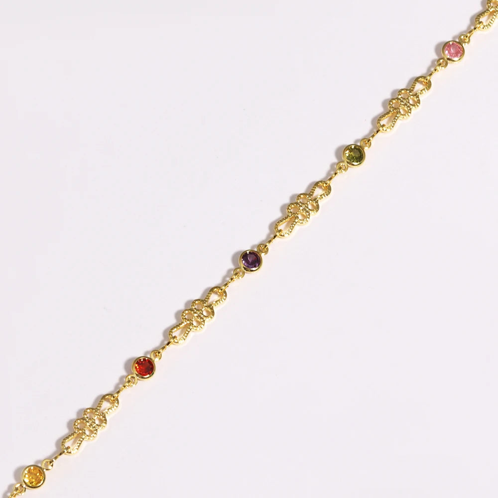 Gargantilla estilo hip hop para mujer: cadena tipo tenis con circonitas cúbicas multicolor (efecto arcoíris), acabado en tono dorado y alta calidad.