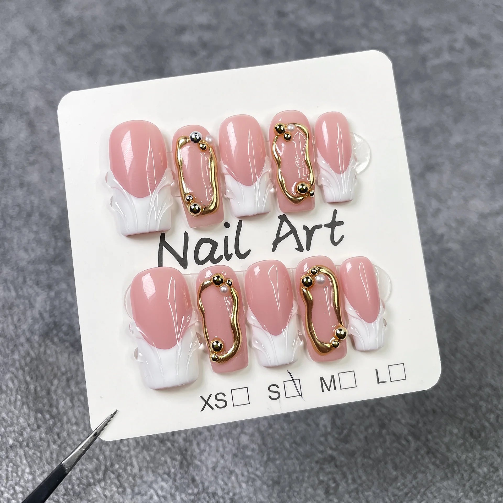 10 piezas de uñas postizas francesas hechas a mano con flores verdes 3D, uñas postizas adhesivas para usar, uñas postizas
