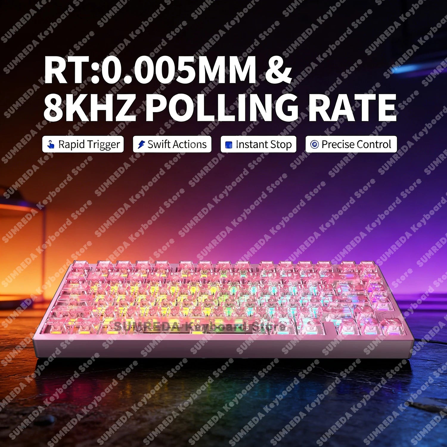 Teclado mecánico para juegos IROK MG75 PRO / MG75 Max con interruptores magnéticos, tiempo de respuesta de 0,125 ms, tasa de sondeo de 8K, precisión de 0,001 mm (RT), estructura de aluminio, iluminación RGB, función Hot-Swap y conexión por cable.