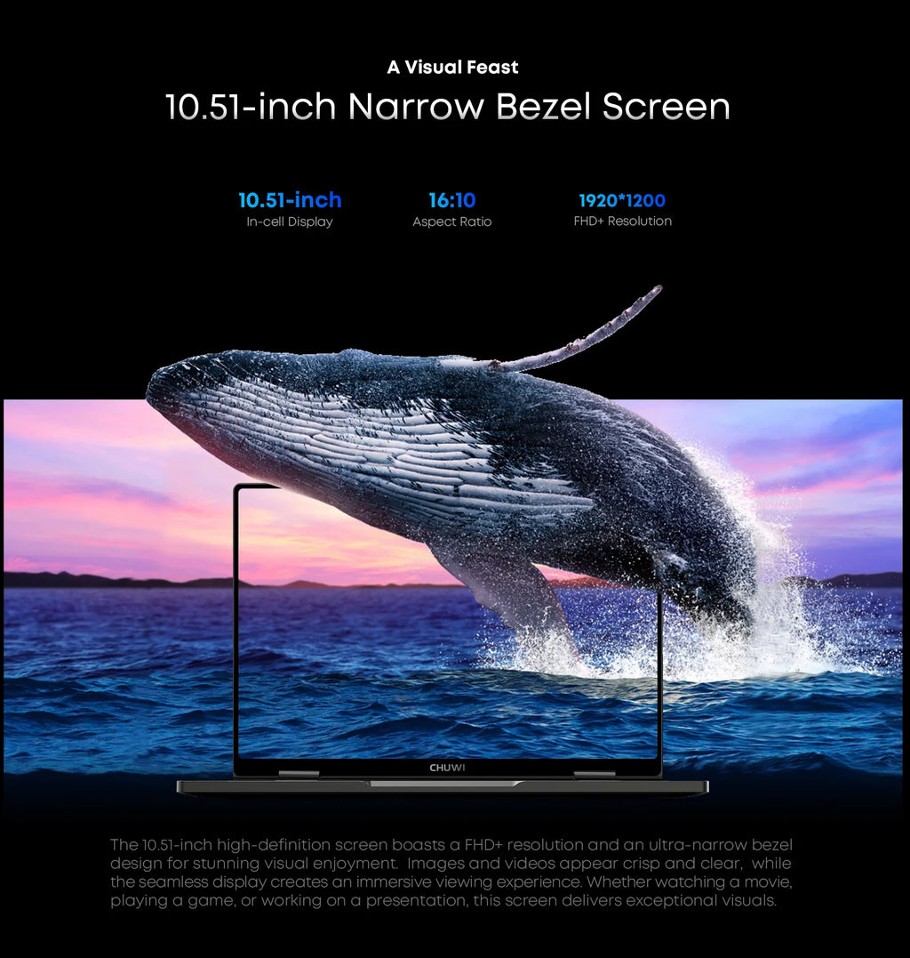 Portátil CHUWI MiniBook X N150 de 10,51 pulgadas, 16 GB de RAM, SSD de 512 GB, diseño 2 en 1 (modo Yoga), Intel, Windows 11, pantalla abatible 360°, WiFi 6.