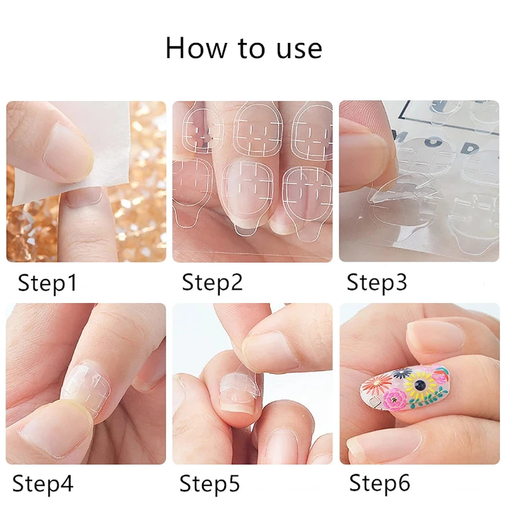 Adhesivos de doble cara para uñas postizas: pestañas adhesivas tipo gelatina, súper fuertes, impermeables y transpirables.