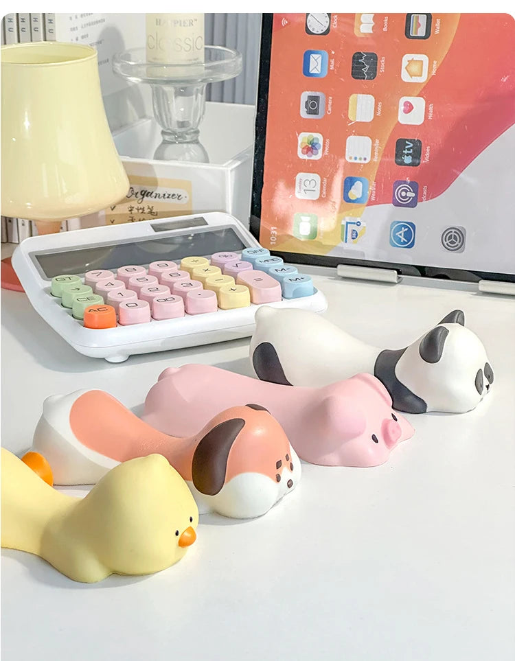 Nuevo y adorable soporte de muñeca con forma de animal para alfombrilla de ratón; reposamuñecas y soporte para el brazo para escritorio y portátil (diseños de gato, perro, pato y panda).