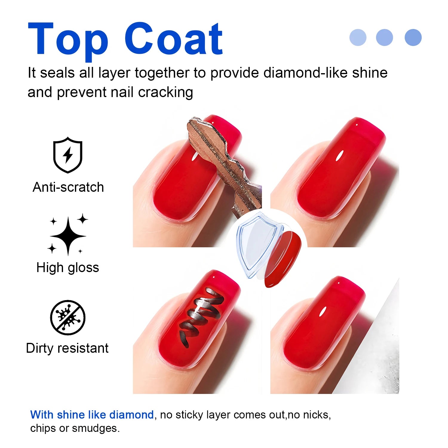 TWOING 15 ml – Nuevo esmalte en gel "Top Coat" Super Shine (acabado diamante); gel sellador sin capa pegajosa (no wipe) para manicura y nail art con calidad de salón.