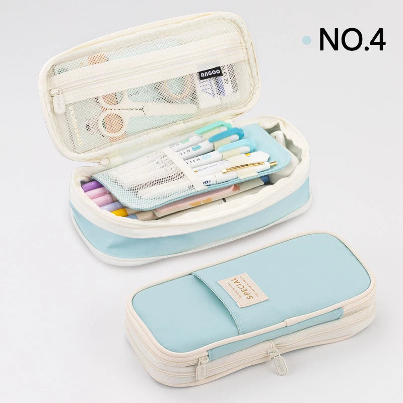 Estuche creativo de gran capacidad y doble capa para niñas; material seguro con certificación CPC; estuche escolar para artículos de papelería.