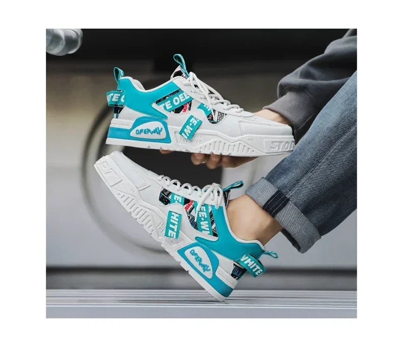 Zapatillas de skate para hombre: estilo casual, deportivo y de moda; ideales para correr, senderismo y uso diario. Diseño de lujo con plataforma, fabricadas en cuero.