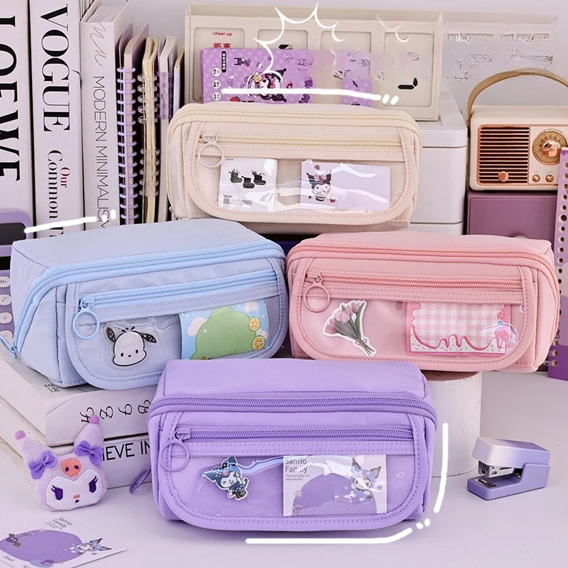 Estuche de gran capacidad con cremallera: estuche portátil para material de papelería, ideal para estudiantes y para guardar artículos escolares y de oficina.