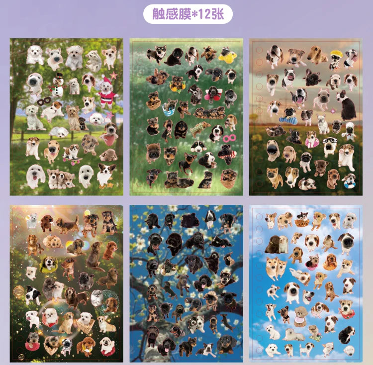 Libro de pegatinas con temática de mascotas adorables (30 hojas/bolsa) con encuadernación de anillas; ideal para scrapbooking, manualidades, collages y decoración de fondos.