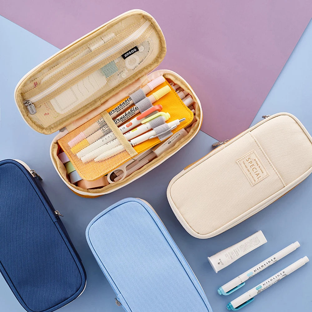Estuche creativo de gran capacidad y doble capa para niñas; material seguro con certificación CPC; estuche escolar para artículos de papelería.