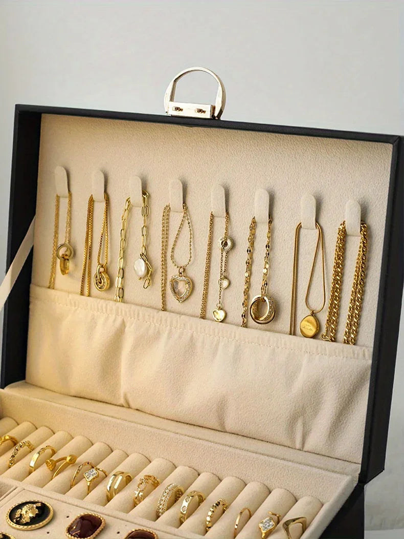 1 caja para guardar joyas (collares y pendientes); opción ideal para regalo.