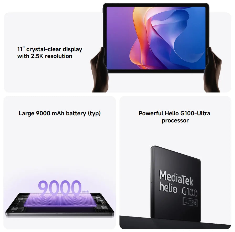 Xiaomi Redmi Pad 2 WiFi, 11 pulgadas, 90 Hz, MediaTek Helio G100-Ultra, cámara de 8 MP, 9000 mAh