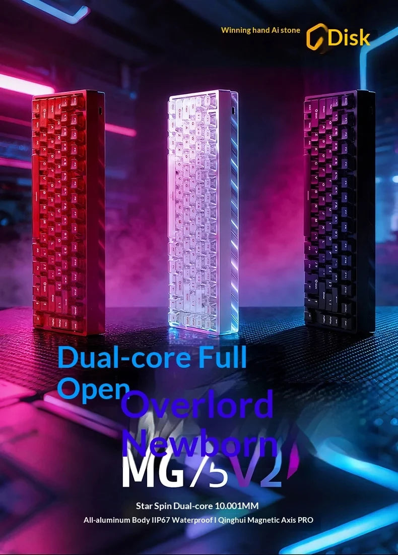 Teclado mecánico para juegos IROK MG75 PRO / MG75 Max con interruptores magnéticos, tiempo de respuesta de 0,125 ms, tasa de sondeo de 8K, precisión de 0,001 mm (RT), estructura de aluminio, iluminación RGB, función Hot-Swap y conexión por cable.