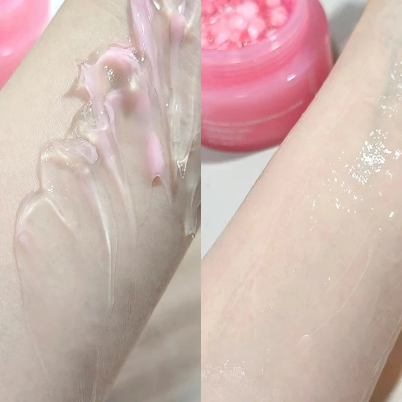 Crema coreana en cápsulas de colágeno rosa y PDRN con niacinamida para tono de piel desigual; hidratante facial ligero y no graso.