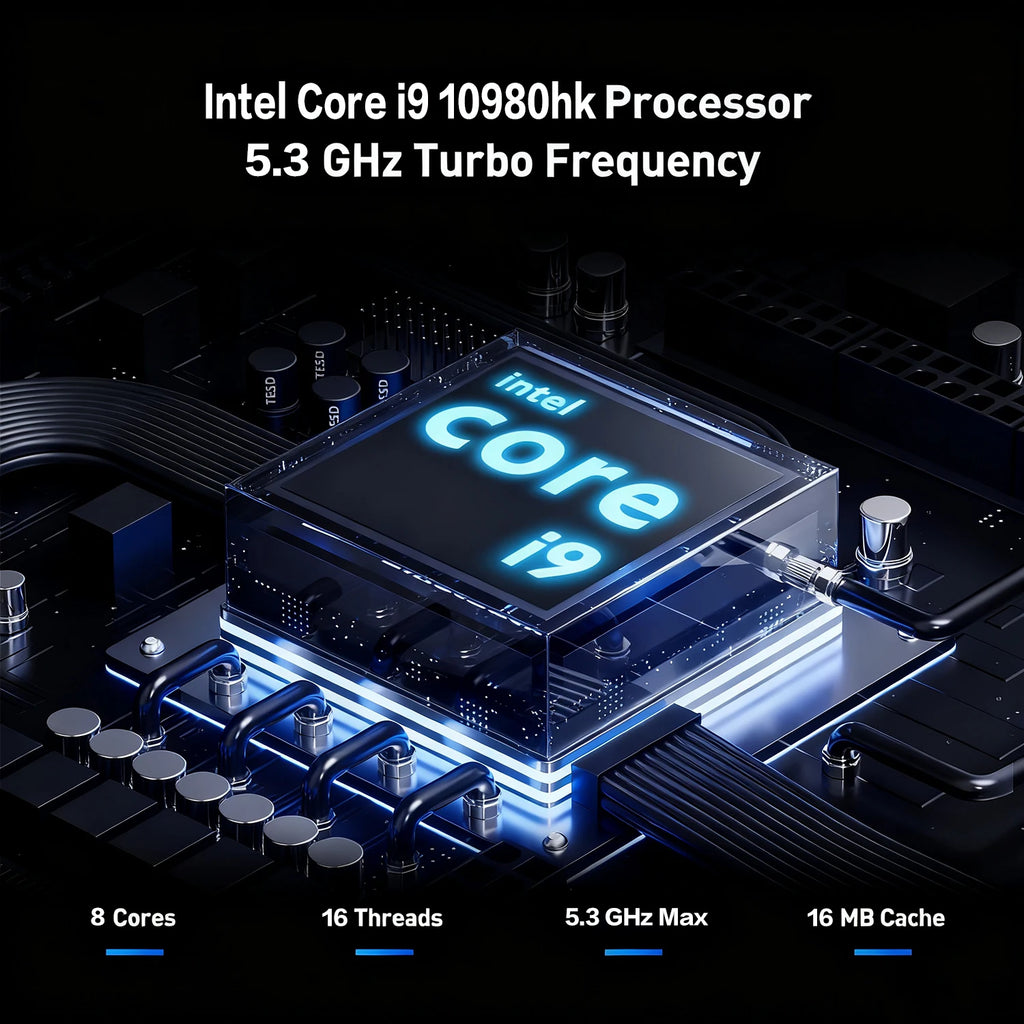 Portátil Intel Core i9 10980HK (modelo 2026) con Windows 11 Pro, pantalla de 15,6 pulgadas, 16 GB de RAM, SSD de 1 TB/2 TB, resolución HD (1920x1080), desbloqueo por huella dactilar y teclado retroiluminado.