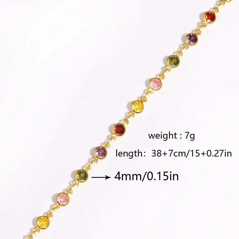 Gargantilla estilo hip hop para mujer: cadena tipo tenis con circonitas cúbicas multicolor (efecto arcoíris), acabado en tono dorado y alta calidad.