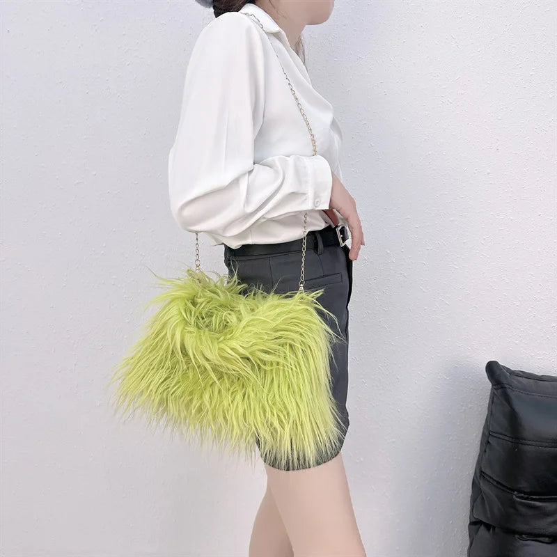 Nuevo bolso de hombro de piel sintética, estilo Y2K y moda coreana, bolso de mano de felpa suave y cálido, estilo tote peludo para invierno