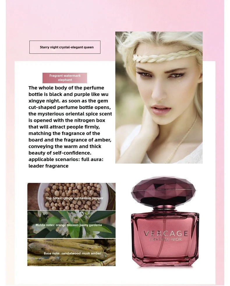 Perfume Eau de Toilette para mujer "Crystal Diamond Sweet Love" (50 ml) – Fragancia floral con notas de diamante y cristal negro.