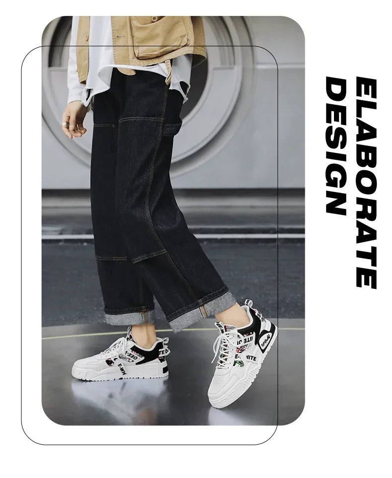 Zapatillas de skate para hombre: estilo casual, deportivo y de moda; ideales para correr, senderismo y uso diario. Diseño de lujo con plataforma, fabricadas en cuero.