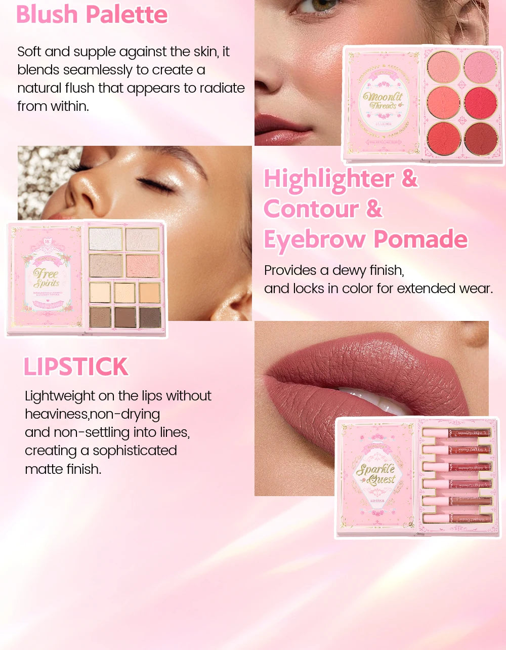 Paleta de maquillaje tipo libro «todo en uno» de 5 niveles: kit completo con 48 sombras de ojos, 6 coloretes, productos para contorno, iluminador y pomada para cejas, además de 6 labiales.