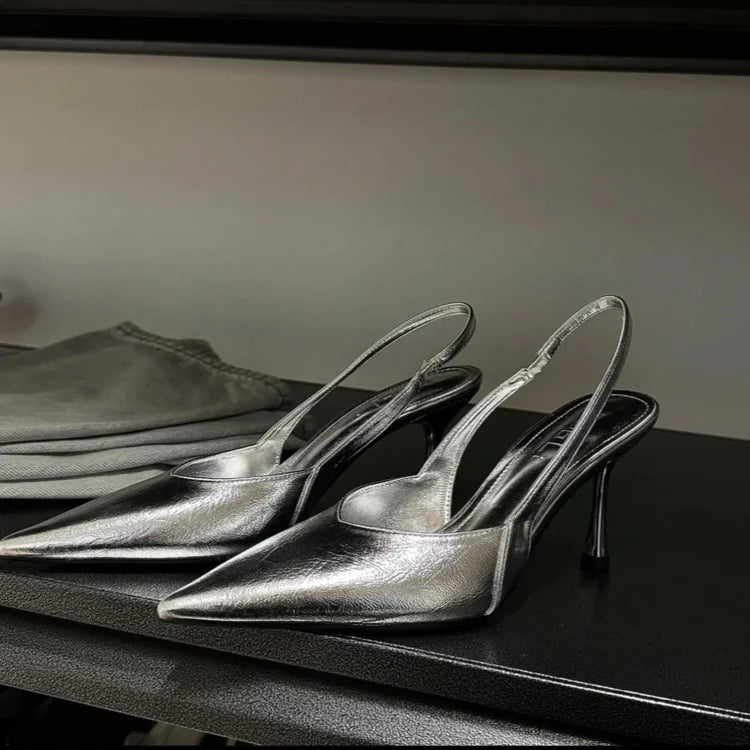 Nuevas sandalias de tacón alto para mujer, estilo *slip-on*, con punta en punta y diseño elegante y sexy; ideales para la oficina y el entorno profesional.