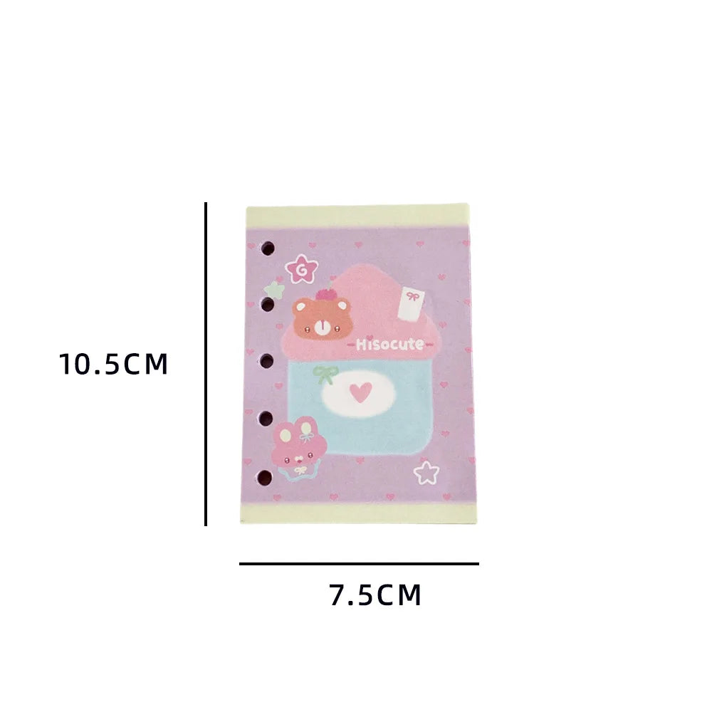 Cuaderno de hojas sueltas M5 con diseño de osito estilo dibujos animados; cuaderno transparente estilo kawaii para estudiantes, artículos de papelería, diario para chicas y libreta de tareas.