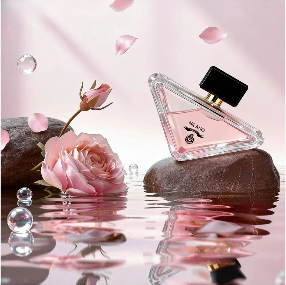 Perfume de 90 ml con aroma fresco y misterioso: capullos de azahar dulce, ámbar profundo y almizcle blanco sedoso. Fragancia duradera, ideal para una cita romántica.